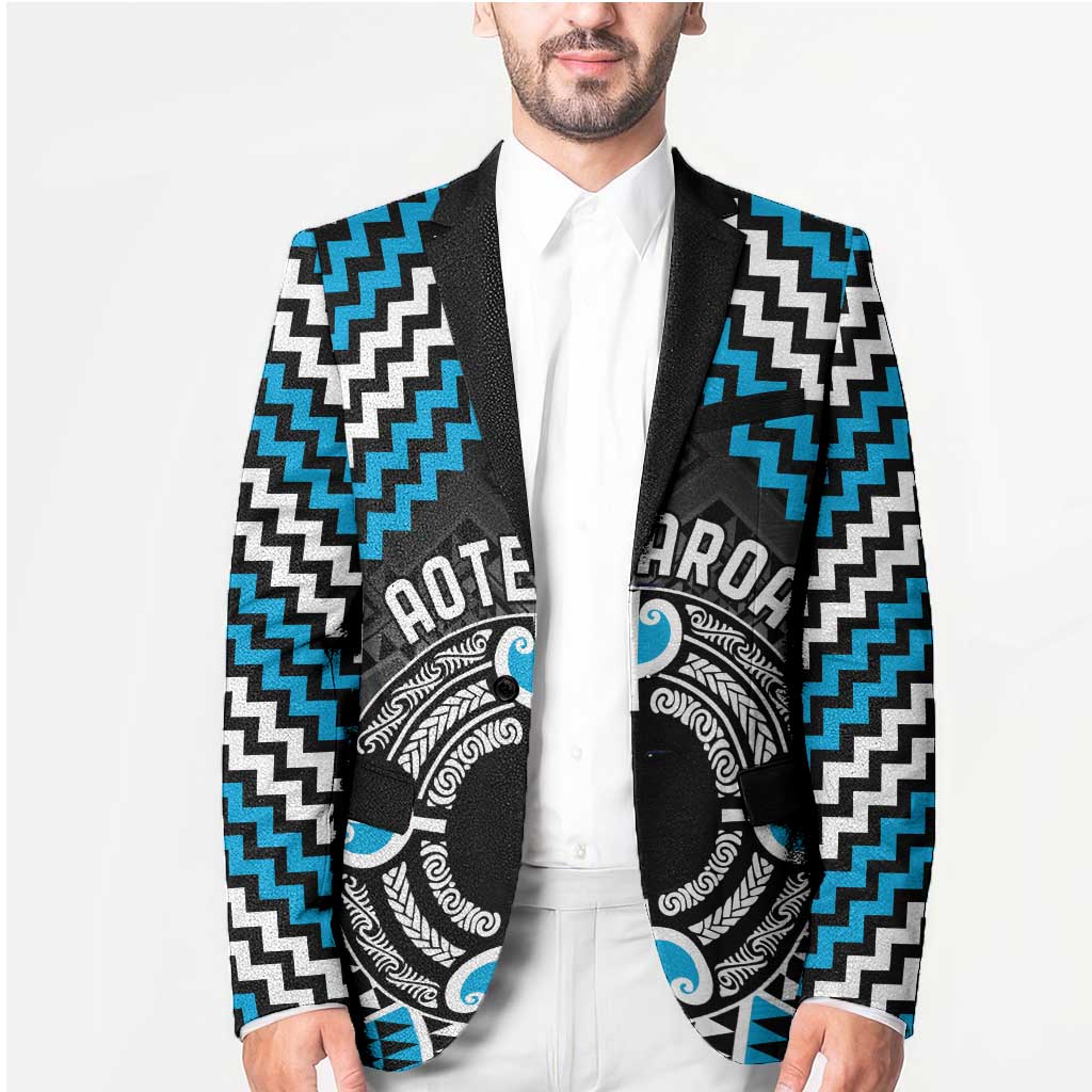 Personalised Aotearoa Niho Taniwha Motif Blazer Blue Style LT9 - Polynesian Pride