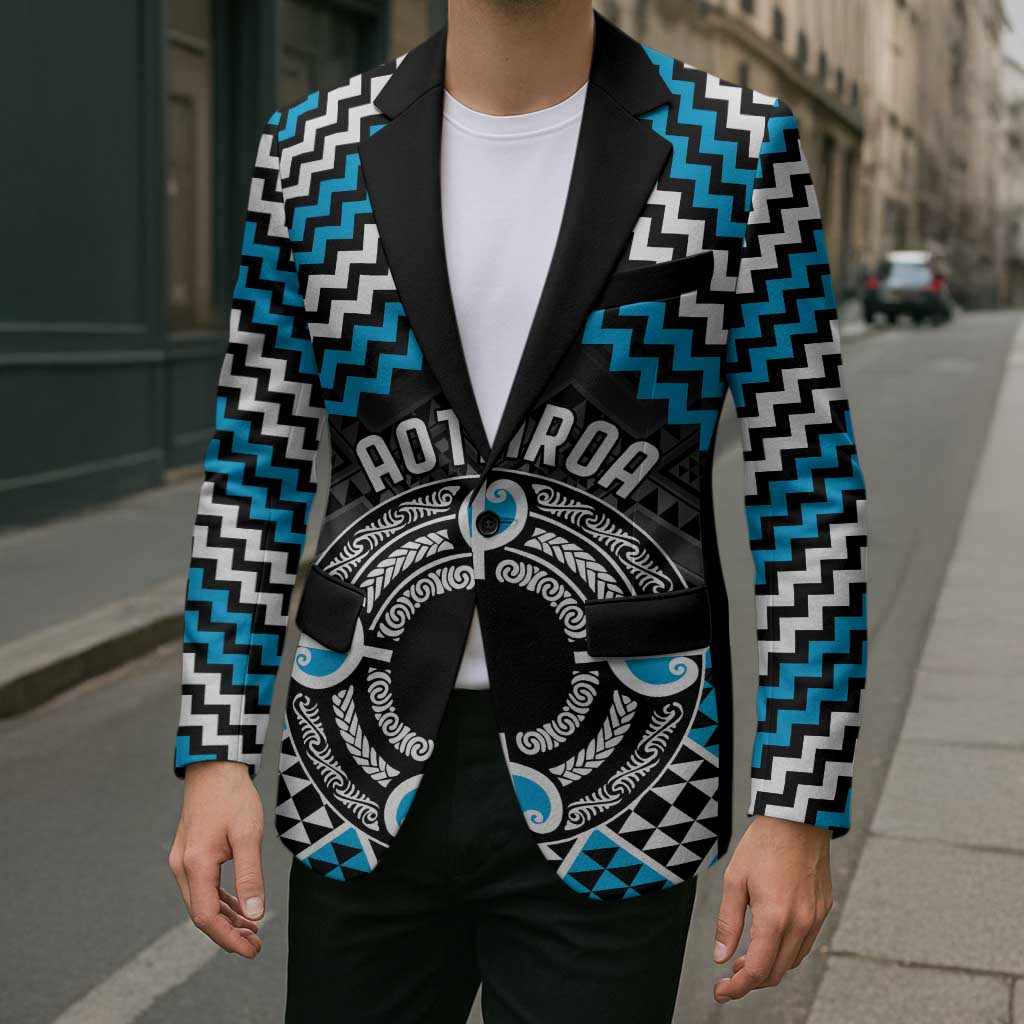 Personalised Aotearoa Niho Taniwha Motif Blazer Blue Style LT9 - Polynesian Pride
