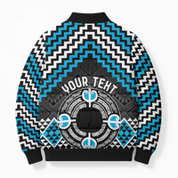 Personalised Aotearoa Niho Taniwha Motif Bomber Puffer Jacket Blue Style - Polynesian Pride