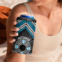 Personalised Aotearoa Niho Taniwha Motif 4 in 1 Can Cooler Tumbler Blue Style