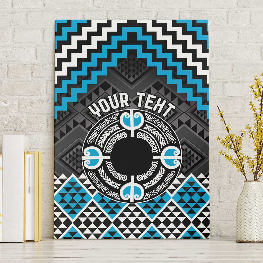 Personalised Aotearoa Niho Taniwha Motif Canvas Wall Art Blue Style
