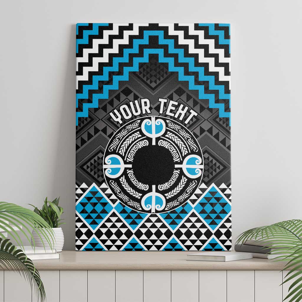 Personalised Aotearoa Niho Taniwha Motif Canvas Wall Art Blue Style