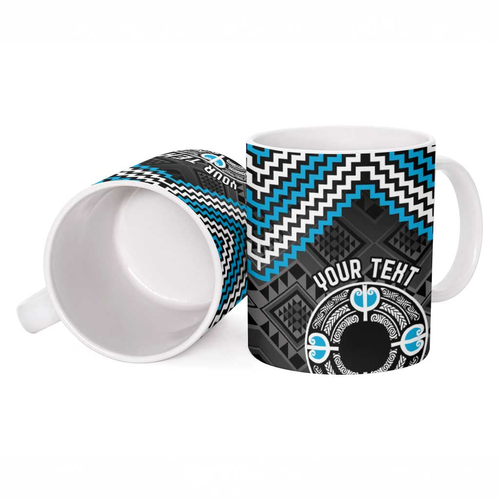 Personalised Aotearoa Niho Taniwha Motif Ceramic Mug Blue Style - Polynesian Pride