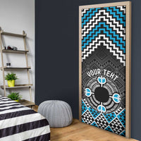 Personalised Aotearoa Niho Taniwha Motif Door Cover Blue Style - Polynesian Pride