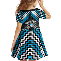 Personalised Aotearoa Niho Taniwha Motif Family Matching Off Shoulder Maxi Dress and Hawaiian Shirt Blue Style LT9 - Polynesian Pride