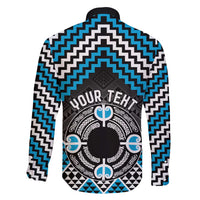 Personalised Aotearoa Niho Taniwha Motif Family Matching Summer Maxi Dress and Hawaiian Shirt Blue Style LT9 - Polynesian Pride