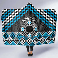 Personalised Aotearoa Niho Taniwha Motif Hooded Blanket Blue Style