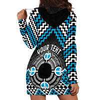 Personalised Aotearoa Niho Taniwha Motif Hoodie Dress Blue Style