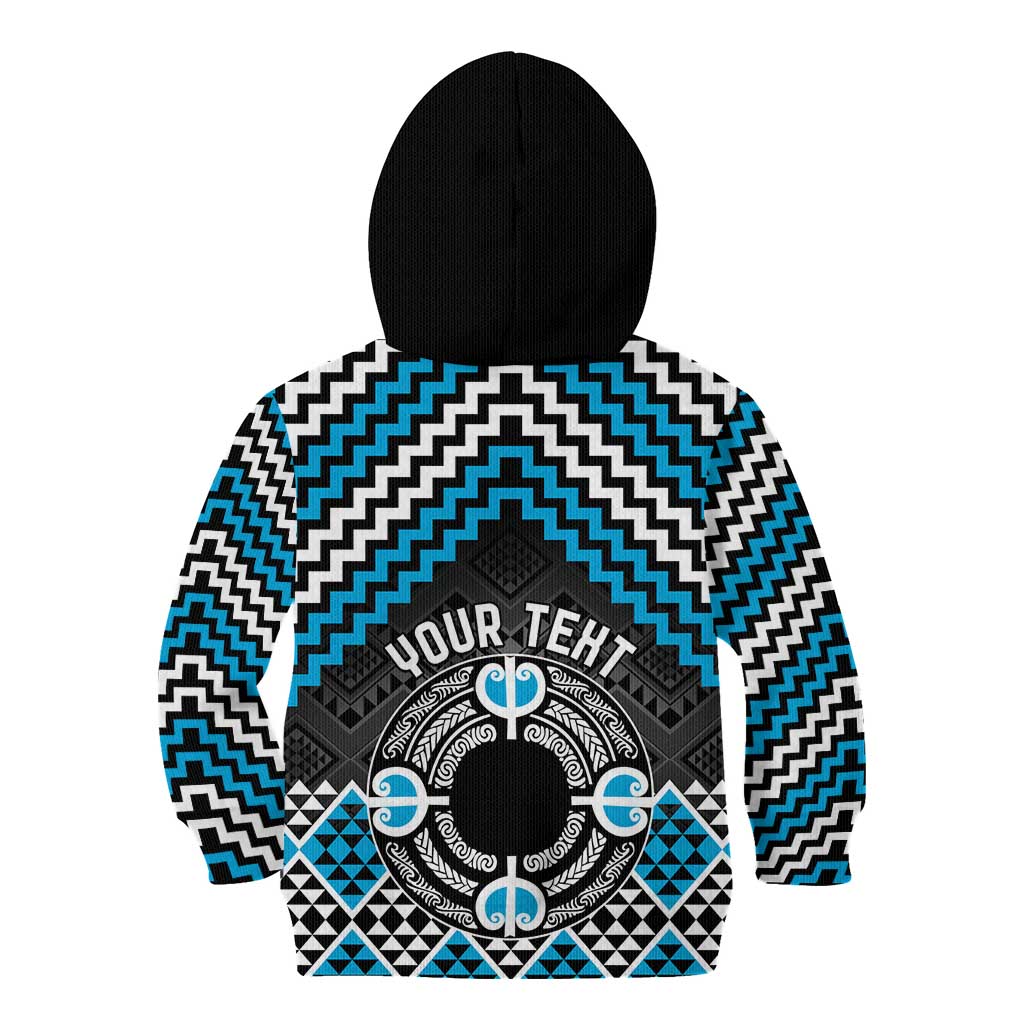 Personalised Aotearoa Niho Taniwha Motif Kid Hoodie Blue Style
