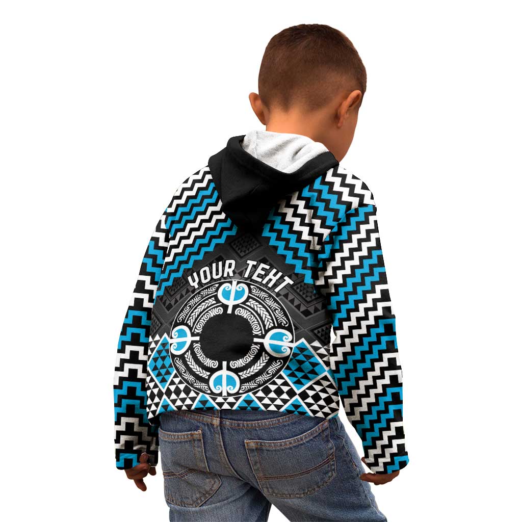 Personalised Aotearoa Niho Taniwha Motif Kid Hoodie Blue Style