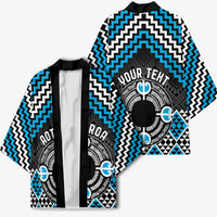 Personalised Aotearoa Niho Taniwha Motif Kimono Blue Style - Polynesian Pride