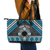 Personalised Aotearoa Niho Taniwha Motif Leather Tote Bag Blue Style LT9 - Polynesian Pride