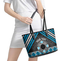 Personalised Aotearoa Niho Taniwha Motif Leather Tote Bag Blue Style LT9 - Polynesian Pride