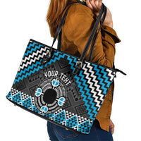 Personalised Aotearoa Niho Taniwha Motif Leather Tote Bag Blue Style LT9 - Polynesian Pride
