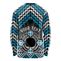 Personalised Aotearoa Niho Taniwha Motif Long Sleeve Shirt Blue Style