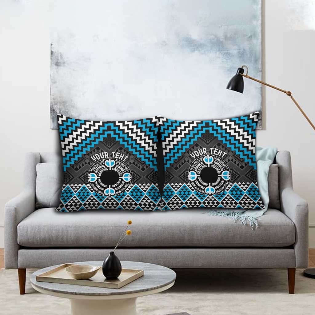Personalised Aotearoa Niho Taniwha Motif Pillow Cover Blue Style LT9 - Polynesian Pride