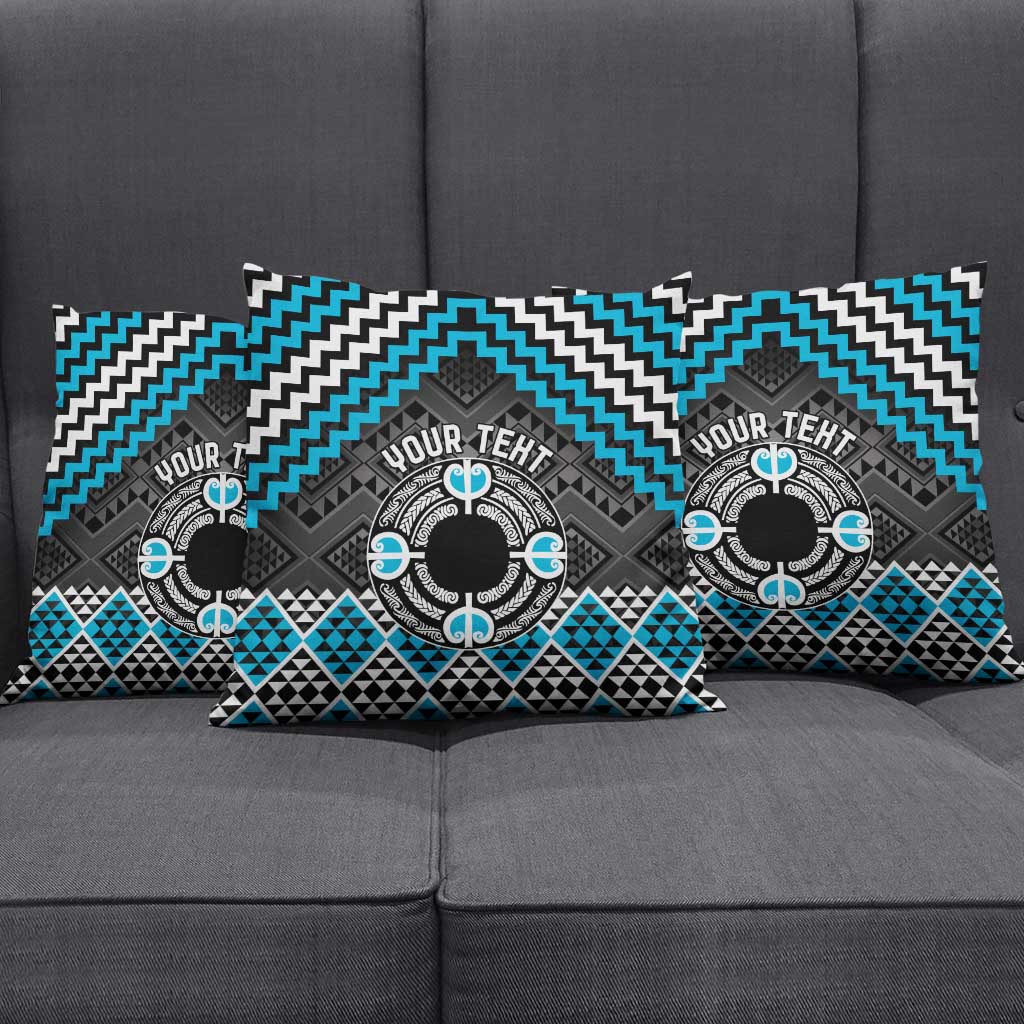 Personalised Aotearoa Niho Taniwha Motif Pillow Cover Blue Style LT9 - Polynesian Pride