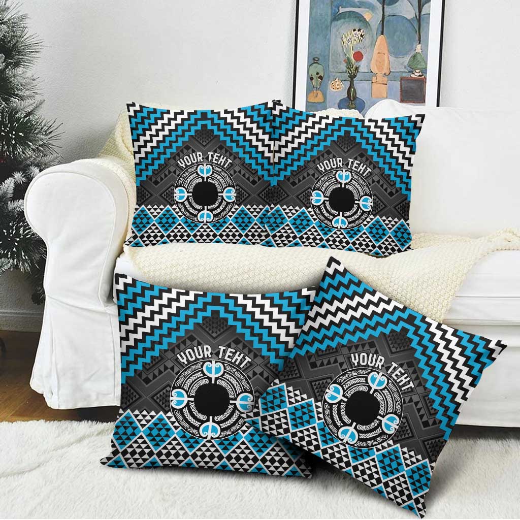 Personalised Aotearoa Niho Taniwha Motif Pillow Cover Blue Style LT9 - Polynesian Pride