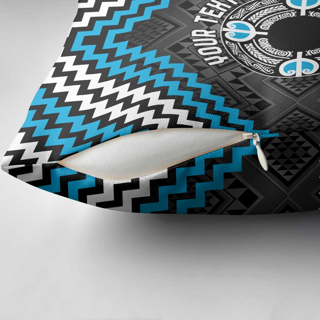 Personalised Aotearoa Niho Taniwha Motif Pillow Cover Blue Style LT9 - Polynesian Pride