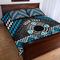 Personalised Aotearoa Niho Taniwha Motif Quilt Bed Set Blue Style