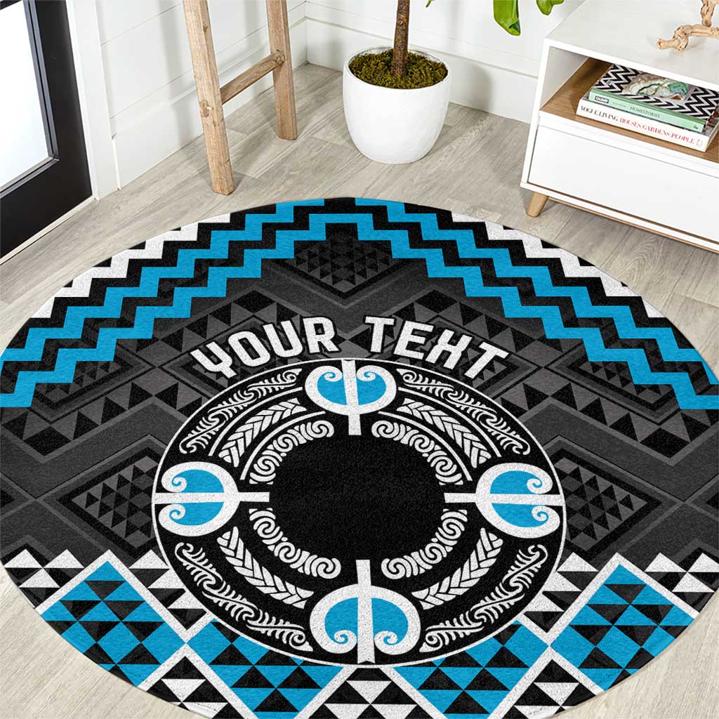 Personalised Aotearoa Niho Taniwha Motif Round Carpet Blue Style