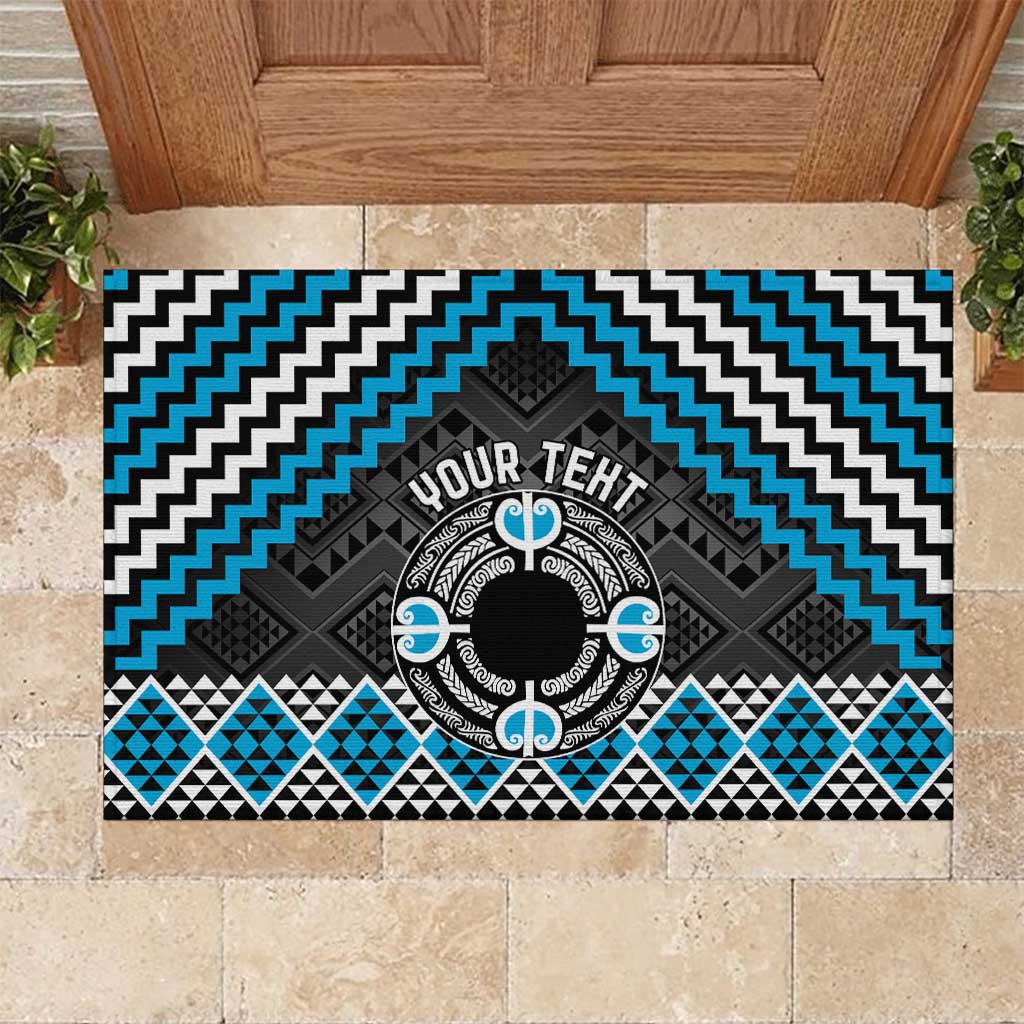 Personalised Aotearoa Niho Taniwha Motif Rubber Doormat Blue Style