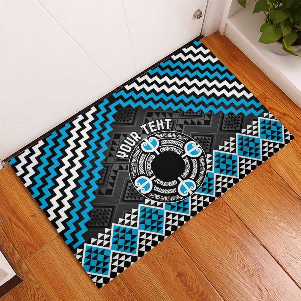 Personalised Aotearoa Niho Taniwha Motif Rubber Doormat Blue Style