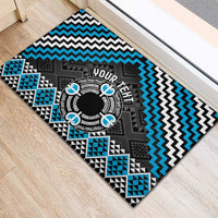 Personalised Aotearoa Niho Taniwha Motif Rubber Doormat Blue Style