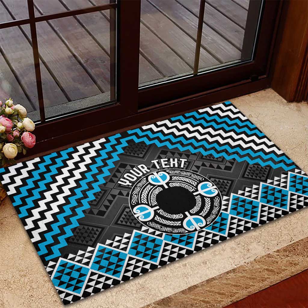 Personalised Aotearoa Niho Taniwha Motif Rubber Doormat Blue Style