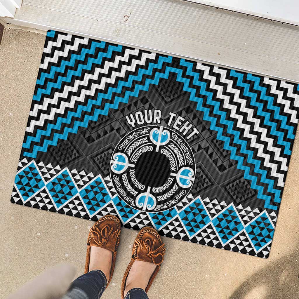 Personalised Aotearoa Niho Taniwha Motif Rubber Doormat Blue Style