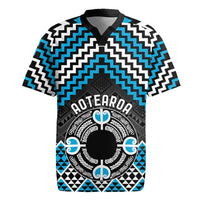Personalised Aotearoa Niho Taniwha Motif Rugby Jersey Blue Style LT9 Blue - Polynesian Pride