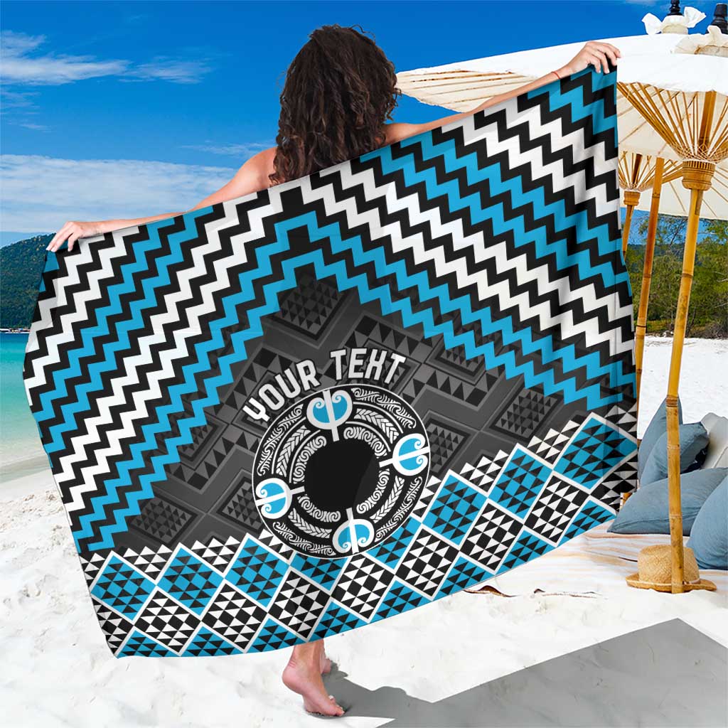 Personalised Aotearoa Niho Taniwha Motif Sarong Blue Style LT9 One Size 44 x 66 inches Blue - Polynesian Pride