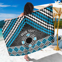 Personalised Aotearoa Niho Taniwha Motif Sarong Blue Style LT9 One Size 44 x 66 inches Blue - Polynesian Pride