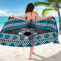 Personalised Aotearoa Niho Taniwha Motif Sarong Blue Style LT9 - Polynesian Pride