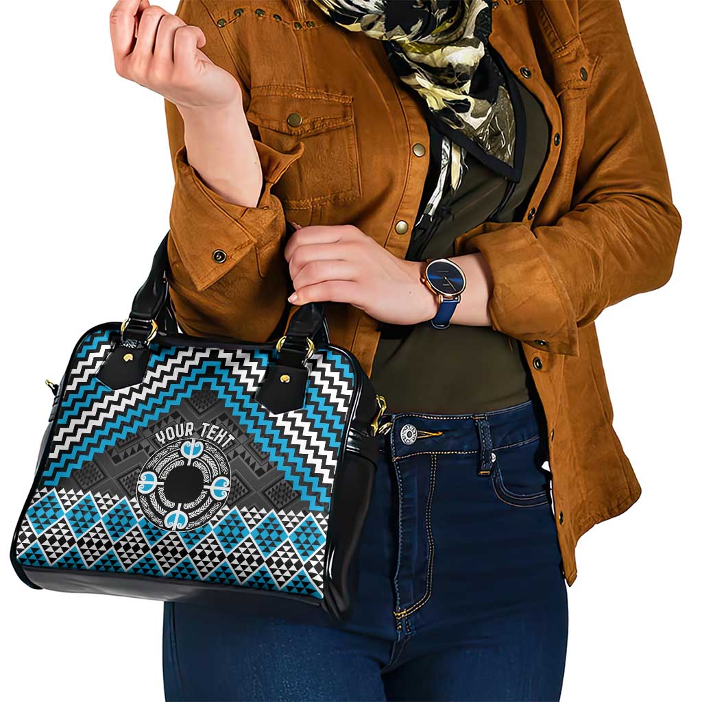 Personalised Aotearoa Niho Taniwha Motif Shoulder Handbag Blue Style