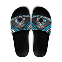 Personalised Aotearoa Niho Taniwha Motif Slide Sandals Blue Style LT9 Blue - Polynesian Pride