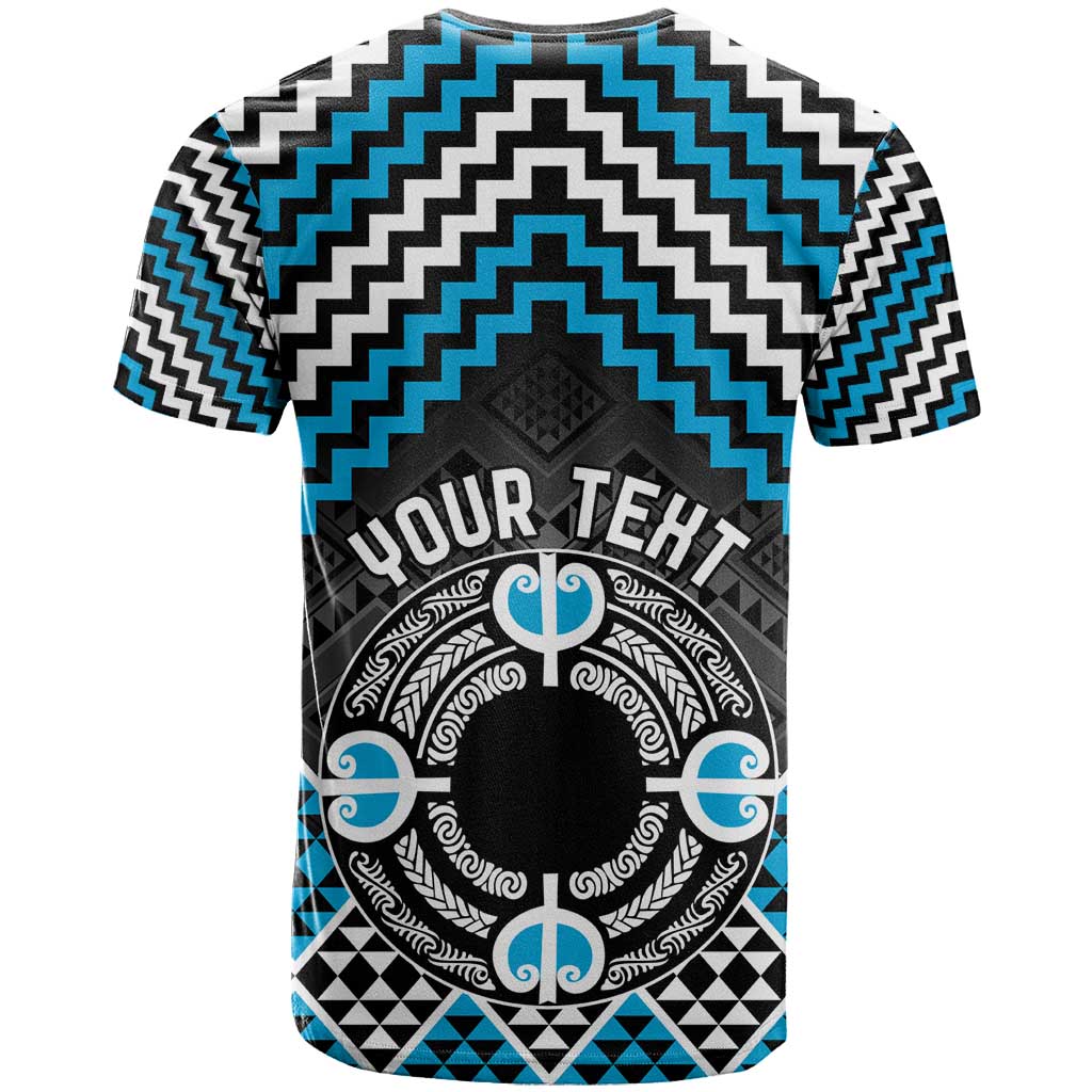 Personalised Aotearoa Niho Taniwha Motif T Shirt Blue Style LT9 - Polynesian Pride