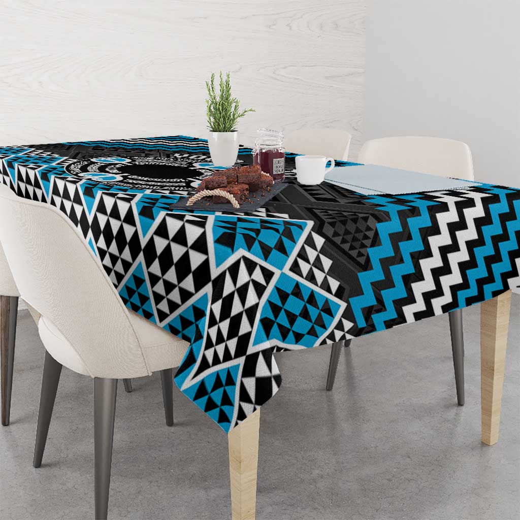 Personalised Aotearoa Niho Taniwha Motif Tablecloth Blue Style LT9 - Polynesian Pride