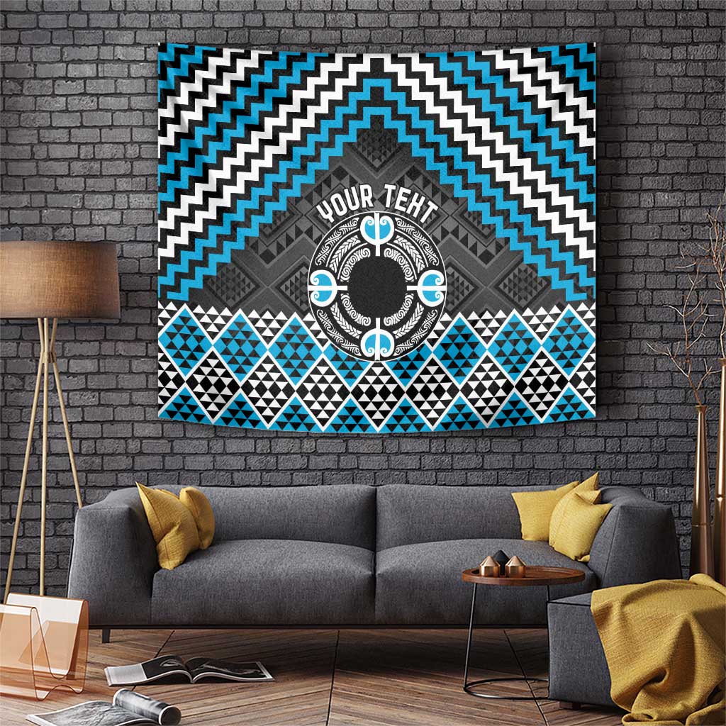 Personalised Aotearoa Niho Taniwha Motif Tapestry Blue Style