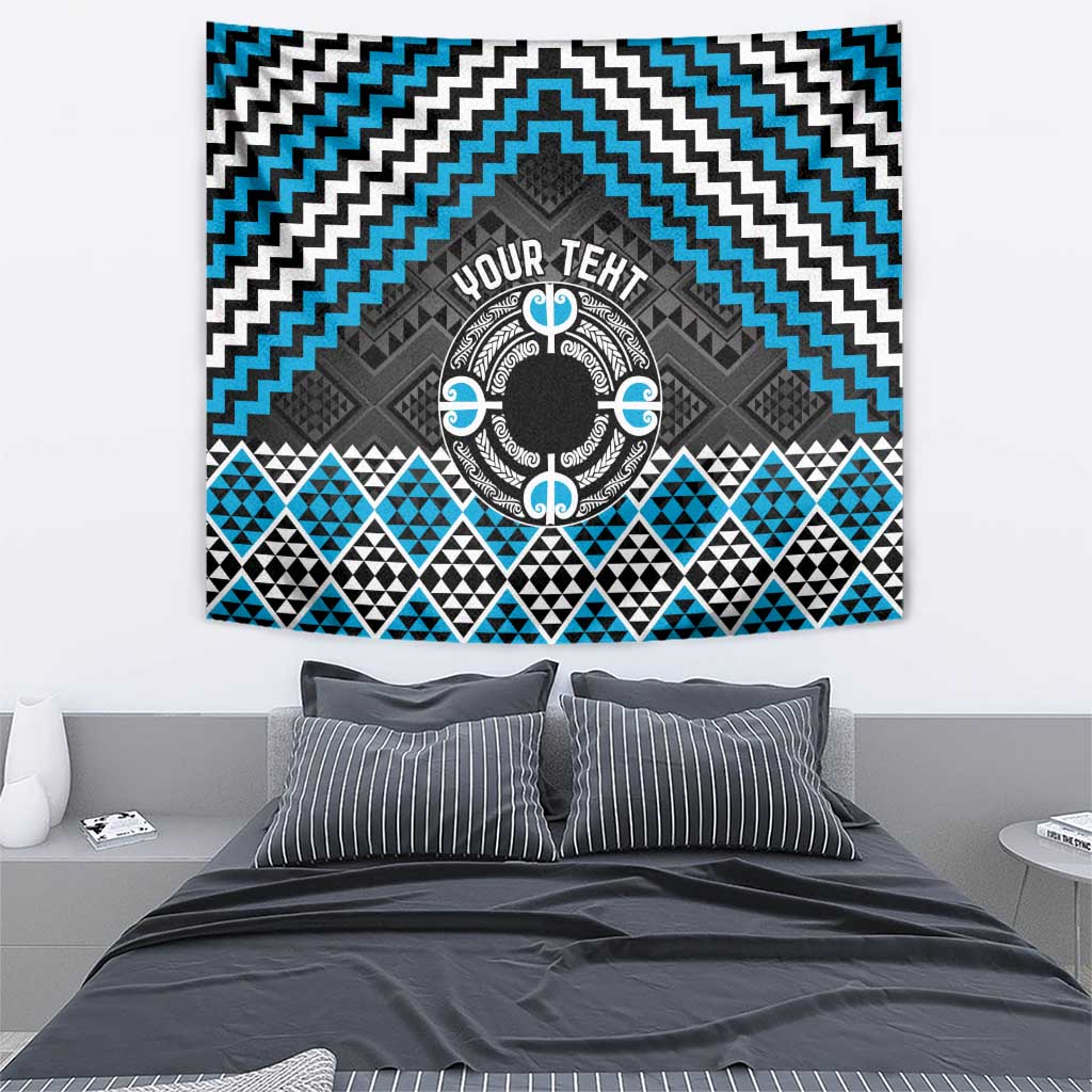 Personalised Aotearoa Niho Taniwha Motif Tapestry Blue Style