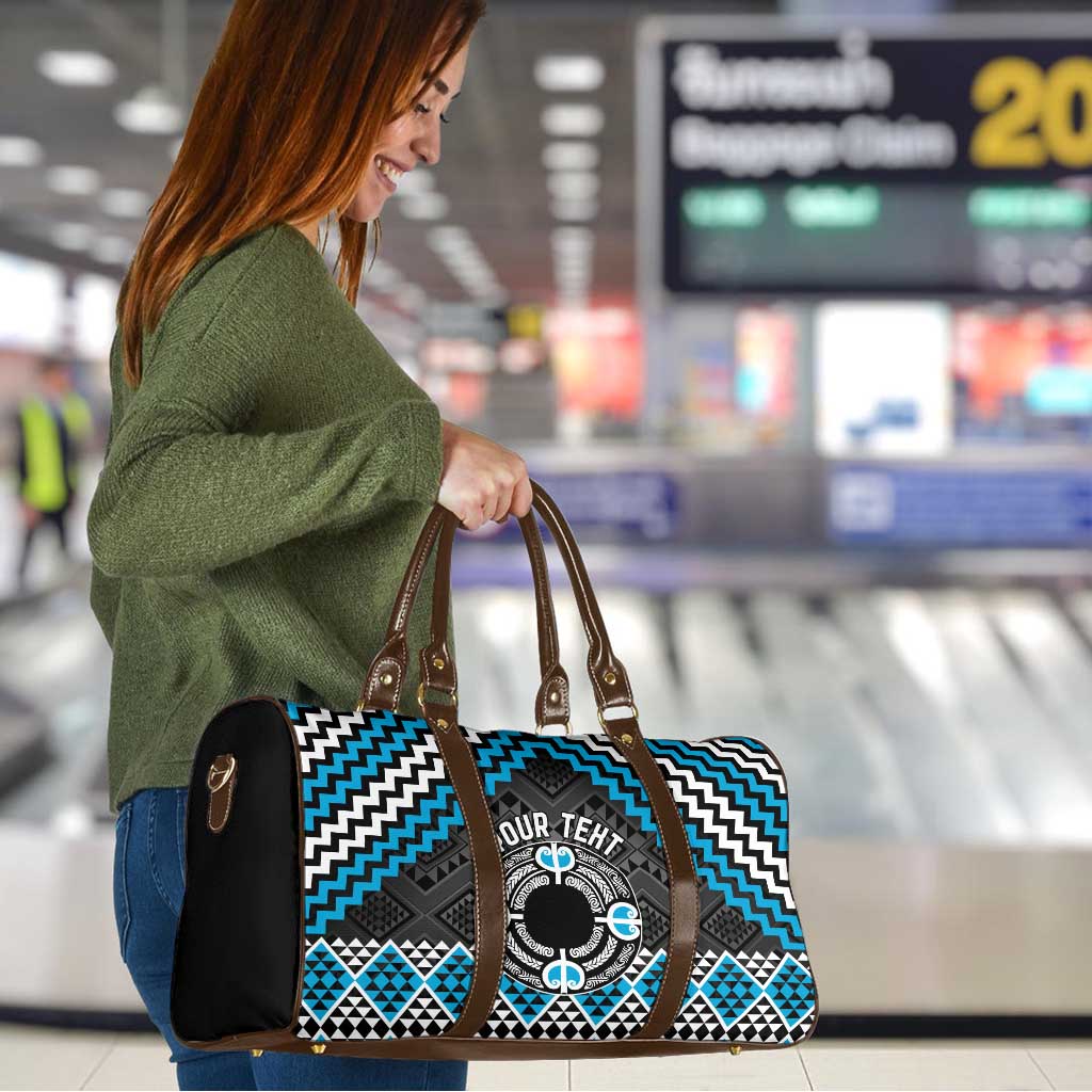 Personalised Aotearoa Niho Taniwha Motif Travel Bag Blue Style - Polynesian Pride