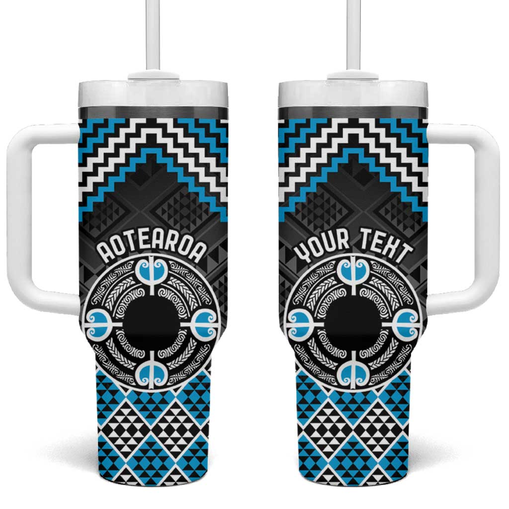 Personalised Aotearoa Niho Taniwha Motif Tumbler With Handle Blue Style