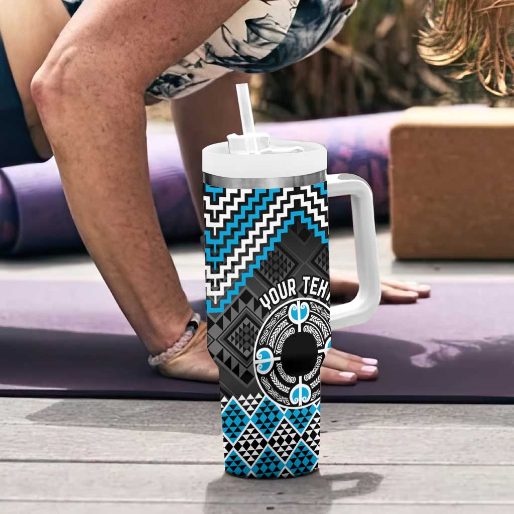 Personalised Aotearoa Niho Taniwha Motif Tumbler With Handle Blue Style