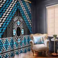 Personalised Aotearoa Niho Taniwha Motif Window Curtain Blue Style