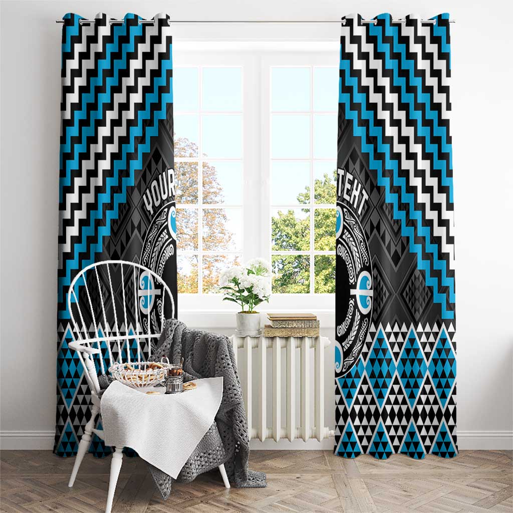 Personalised Aotearoa Niho Taniwha Motif Window Curtain Blue Style