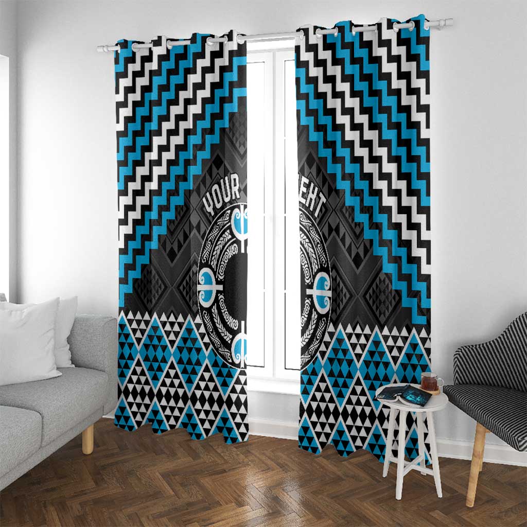 Personalised Aotearoa Niho Taniwha Motif Window Curtain Blue Style