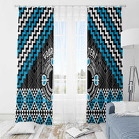 Personalised Aotearoa Niho Taniwha Motif Window Curtain Blue Style