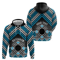 Personalised Aotearoa Niho Taniwha Motif Zip Hoodie Blue Style
