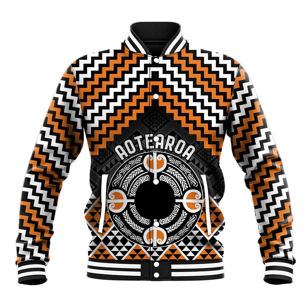 Personalised Aotearoa Niho Taniwha Motif Baseball Jacket Gold Style LT9 Unisex Gold - Polynesian Pride
