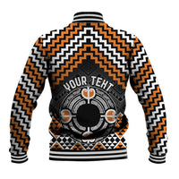 Personalised Aotearoa Niho Taniwha Motif Baseball Jacket Gold Style LT9 - Polynesian Pride